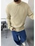 Krem Premium Oversize Fit Triko Kazak