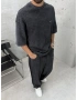 Siyah Premium Yıkamalı Oversize Eşofman Takım