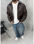 Kahve Premium Oversize Deri Ceket