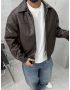 Kahve Premium Oversize Deri Ceket
