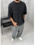 Siyah Yıkamalı Oversize T-Shirt