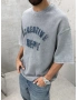 Gri Yıkamalı Kabartmalı Oversize T-Shirt