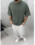 Haki Yıkamalı 33 İşlemeli Oversize T-Shirt