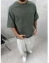 Haki Yıkamalı 33 İşlemeli Oversize T-Shirt