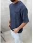Lacivert Yıkamalı 33 İşlemeli Oversize T-Shirt
