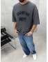 Antrasit Yıkamalı Denim Kabartmalı Oversize T-Shirt