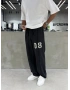 Siyah 08 Yıkamalı Bol Kalıp Baggy Eşofman