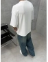 Beyaz Modal Yırtmaçlı Oversize T-Shirt