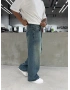 Yeşil Eskitme Denim Süper Baggy