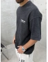 Siyah Baskılı Yıkamalı Oversize T-Shirt