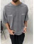 Passion Gri Yıkamalı Oversize T-Shirt