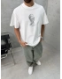 Beyaz Baskılı Oversize T-Shirt