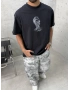 Siyah Baskılı Oversize T-Shirt