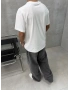 Beyaz Süper Minimal Baskılı Oversize T-Shirt