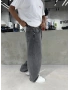 Antrasit Eskitme Denim Süper Baggy