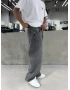 Antrasit Eskitme Denim Süper Baggy