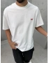 C Beyaz Minimal Baskı Oversize T-Shirt