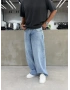 Buz Mavi Yıkamalı Denim Süper Baggy