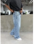 Buz Mavi Yıkamalı Denim Süper Baggy