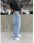 Buz Mavi Yıkamalı Denim Süper Baggy