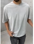 Gri Basic Yıkamalı Oversize T-Shirt