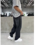 Eskitme Siyah Çizgi Detay Baggy Jean