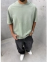 Yeşil Basic Yıkamalı Oversize T-Shirt