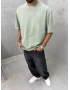 Yeşil Basic Yıkamalı Oversize T-Shirt