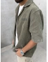 Haki Yıkamalı Oversize Kısa Kollu Gömlek