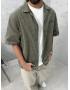 Haki Yıkamalı Oversize Kısa Kollu Gömlek