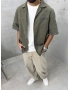 Haki Yıkamalı Oversize Kısa Kollu Gömlek