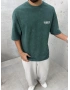 Yeşil Baskılı Yıkamalı Oversize T-Shirt