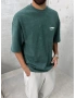 Yeşil Baskılı Yıkamalı Oversize T-Shirt