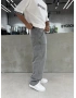 Gri Yıkamalı Dikiş Detay Baggy Jean