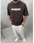 Kahve Barstate Oversize Kol Detay T-Shirt