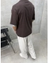 Kahve Barstate Oversize Kol Detay T-Shirt