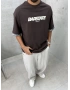 Kahve Barstate Oversize Kol Detay T-Shirt