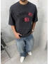 Anarchy Siyah Yıkamalı Oversize T-Shirt