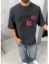 Anarchy Siyah Yıkamalı Oversize T-Shirt