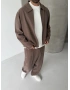 Kahve Premium Tensel Kumaş Ceket Takım