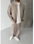 Krem Premium Tensel Kumaş Ceket Takım