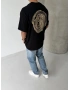 XV Siyah Baskılı Oversize T-shirt
