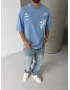 Mavi Yıkamalı Safe Oversize Tshirt