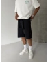 Siyah Yıkamalı Bol Kalıp Şort