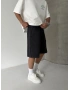 Siyah Yıkamalı Bol Kalıp Şort