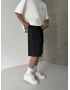 Siyah Yıkamalı Bol Kalıp Şort