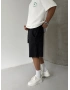 Siyah Yıkamalı Bol Kalıp Şort