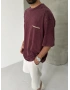 Passion Bordo Yıkamalı Oversize T-Shirt