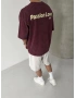 Passion Bordo Yıkamalı Oversize T-Shirt