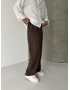 Kahve Premium Pileli Bol Kalıp Kumaş Baggy